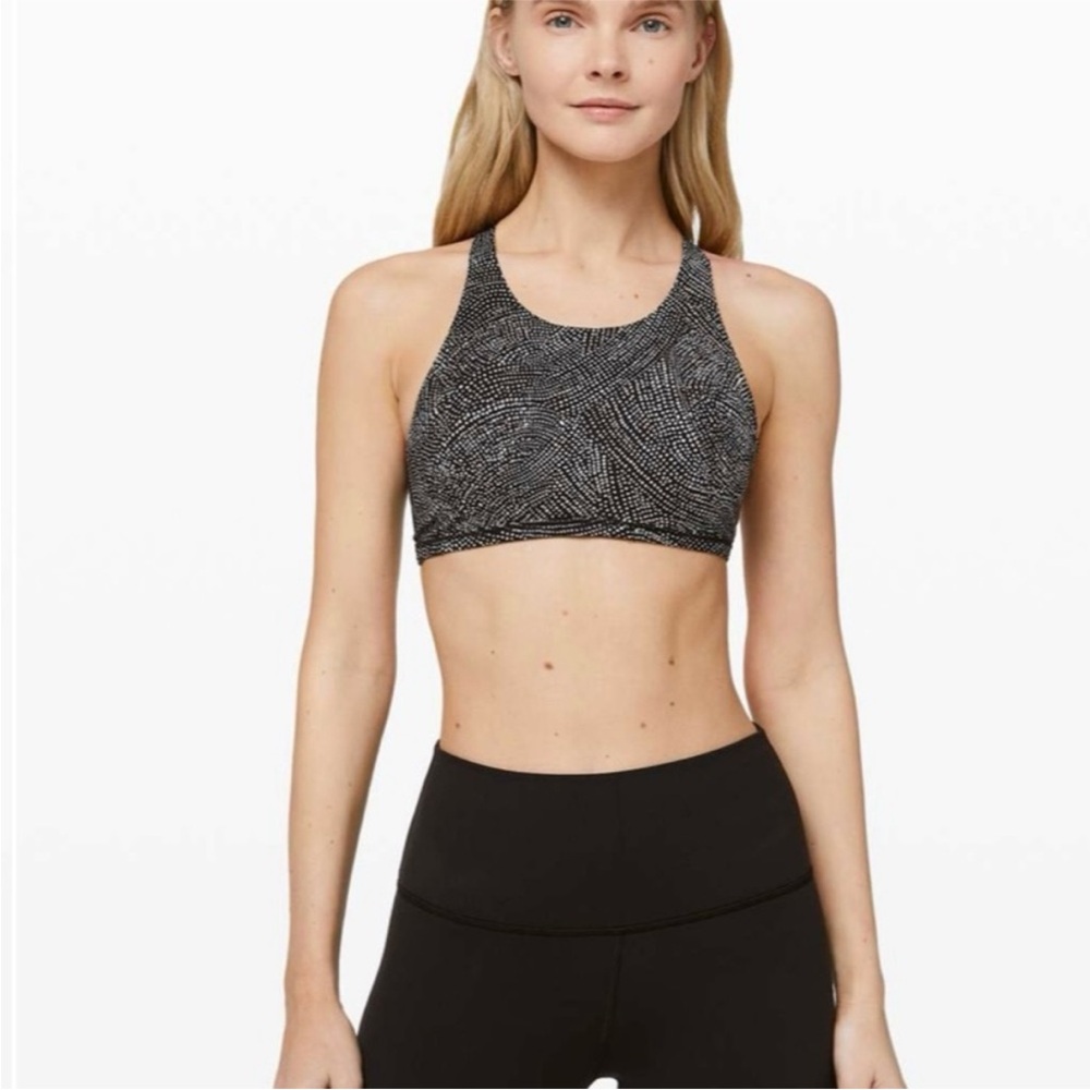 lululemon athletica X Pelaton Free to Be Wild Black Sports Bra size 8